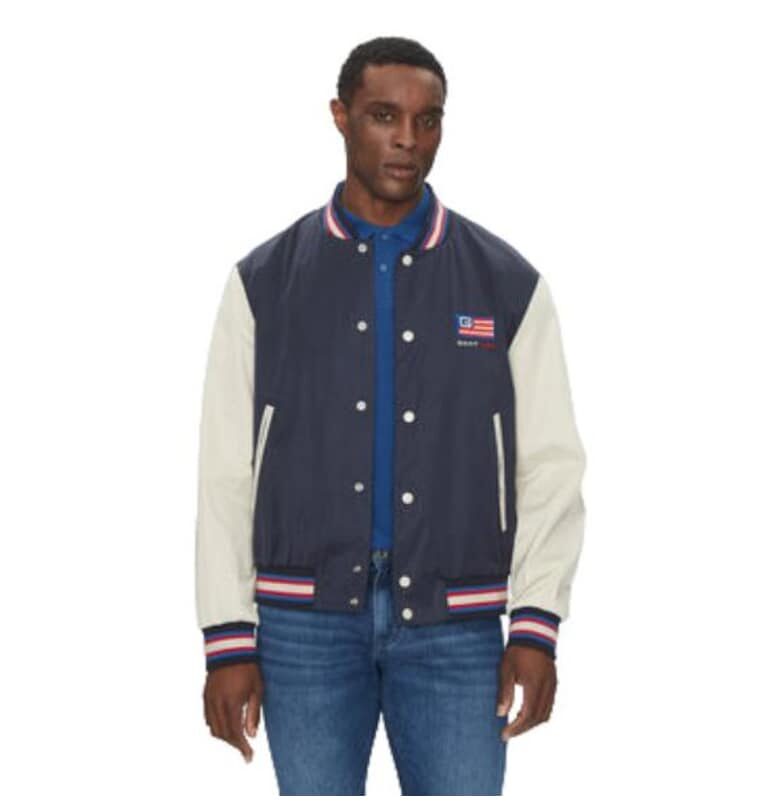 Мъжко спортно яке -  7006519 - полиестер/памук - тъмносиньо/бяло Gant