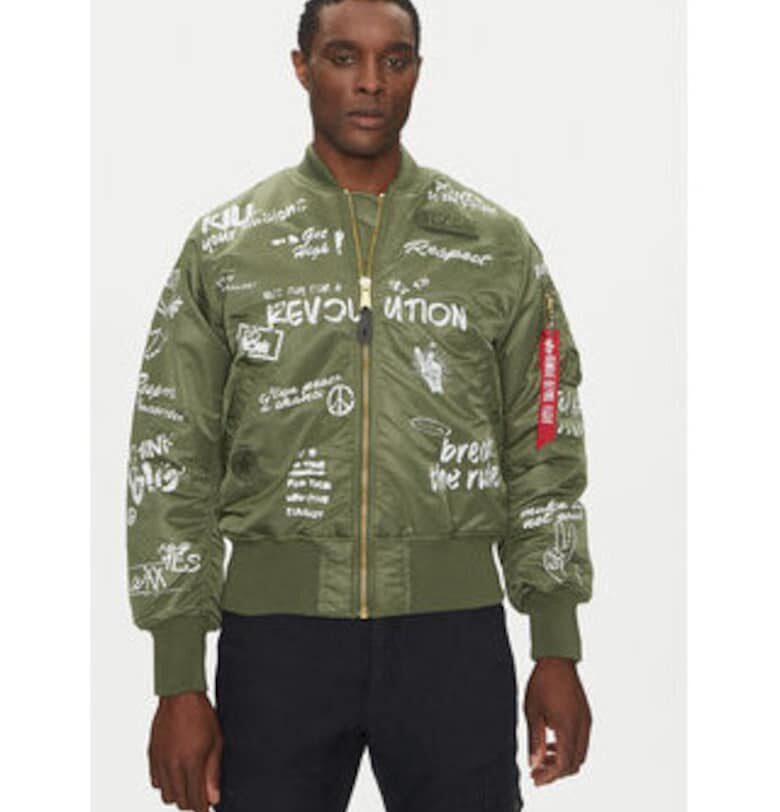 Мъжко яке -  156136 01 - полиамид - зелено ALPHA INDUSTRIES