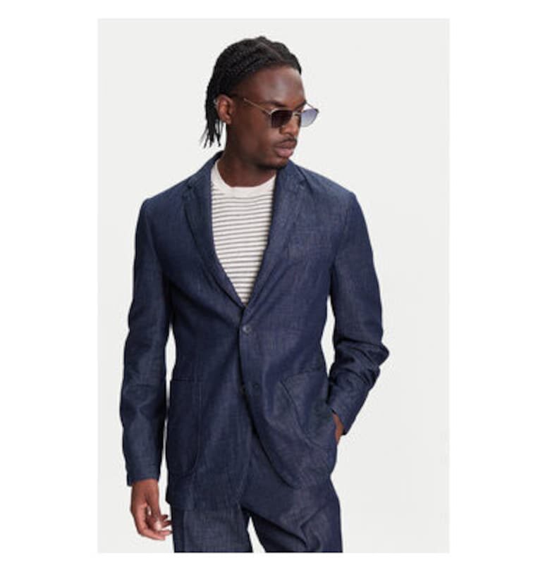 Мъжко яке  20QFUW01X - памук - тъмносиньо United Colors of Benetton