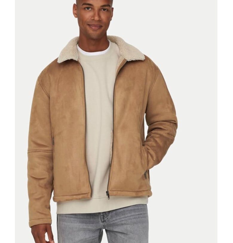 Мъжко яке -  22026162 - Бежово - Еко кожа Only  Sons