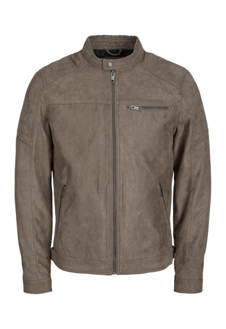 Мъжко яке - 302301935 - Еко кожа - Сив Jack Jones