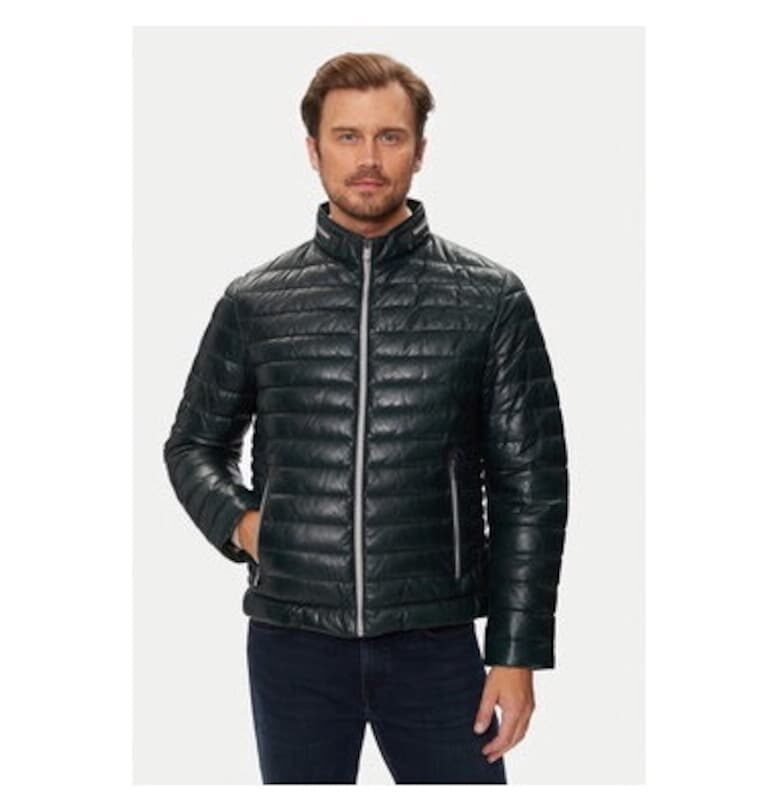 Мъжко яке -  303959579 - Естествена кожа - Зелено - Зелен Milestone