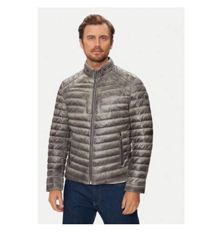 Мъжко яке -  303959616 - Естествена кожа - Сив - Сив Milestone