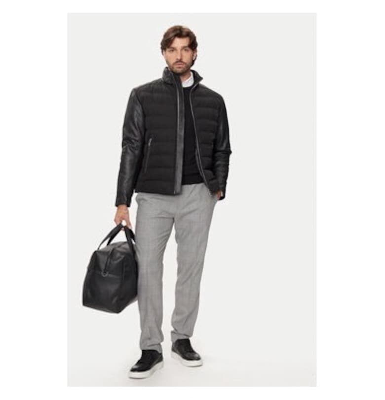 Мъжко яке -  304017629 - Естествена кожа/Полиестер - Черно - Черен BOSS