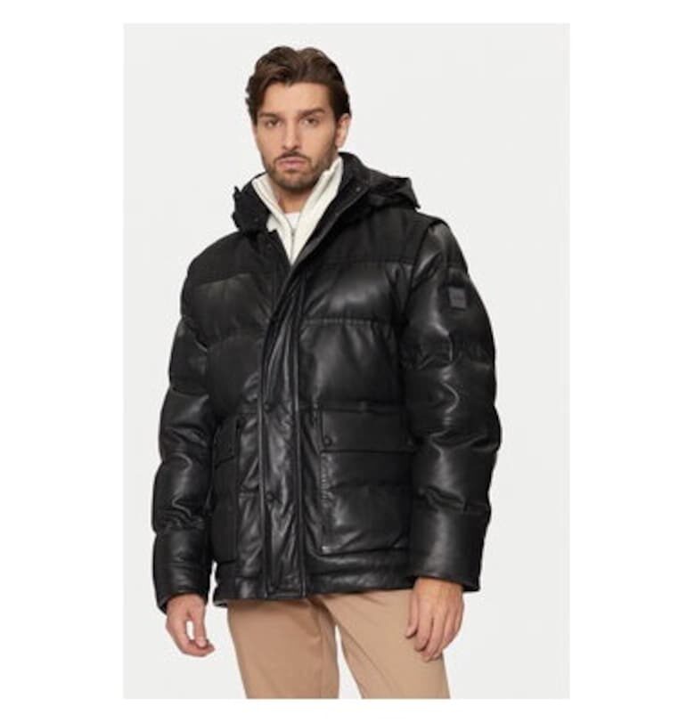 Мъжко яке -  304242519 - Естествена кожа - Черно - Черен BOSS