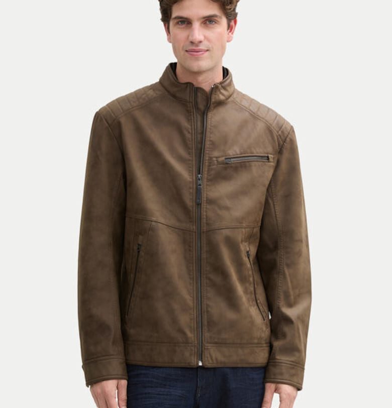 Мъжко яке -  304544927 - Еко кожа - - Кафяв Tom Tailor