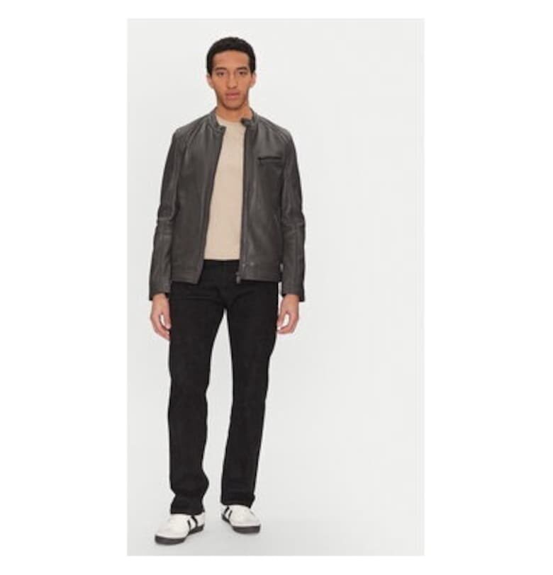 Мъжко яке -  305284341 - Естествена кожа - Сив - Сив Mustang