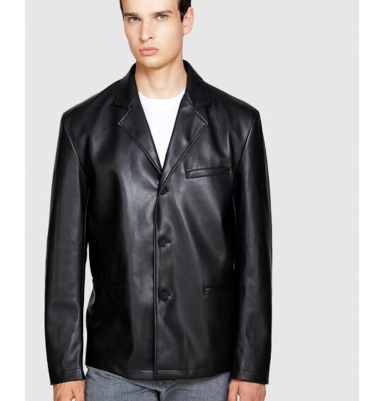 Мъжко яке -  85626 - Еко кожа - Черно Sisley