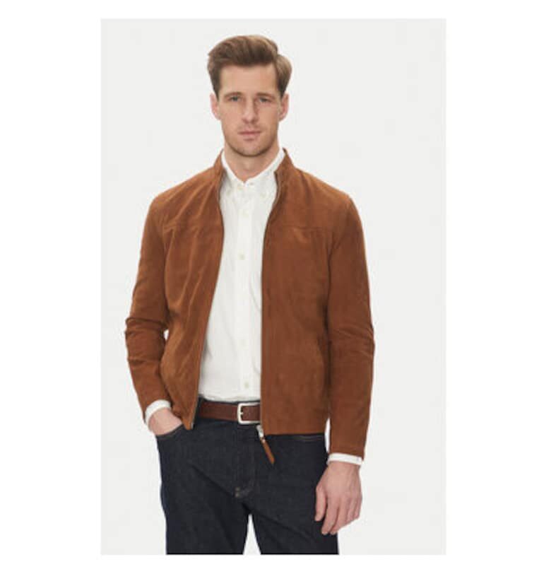 Мъжко яке  SYLVINO VS - Кожено - Велур - Кафяв - Кафяв Serge Pariente