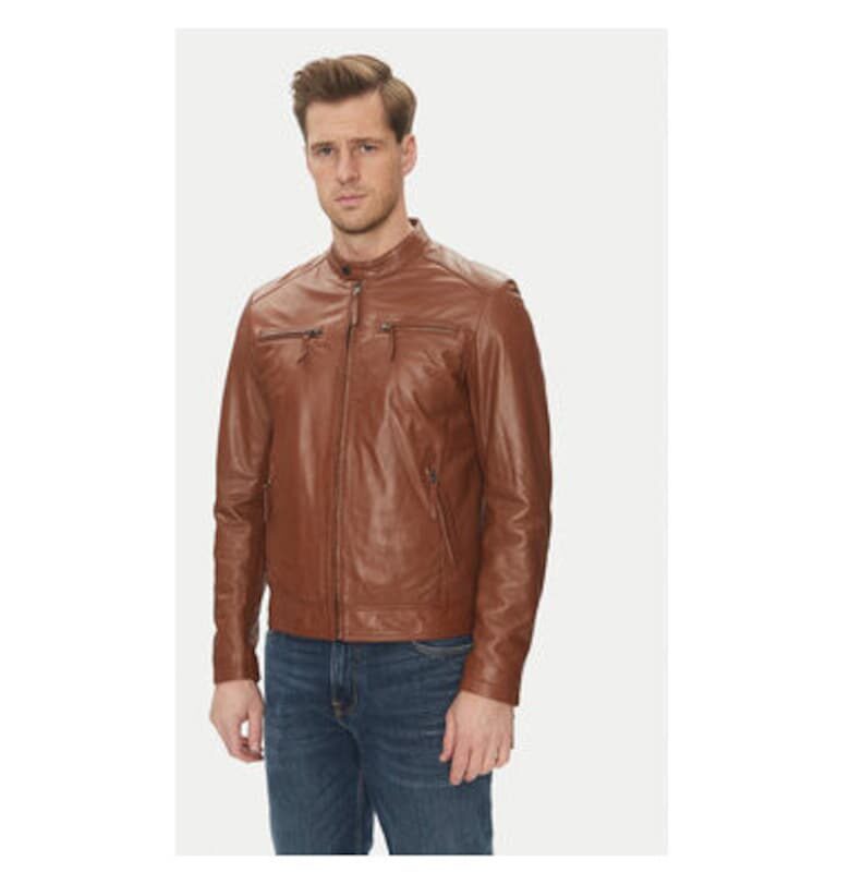 Мъжко яке  TONIC - Естествена кожа - Кафяв - Кафяв Serge Pariente