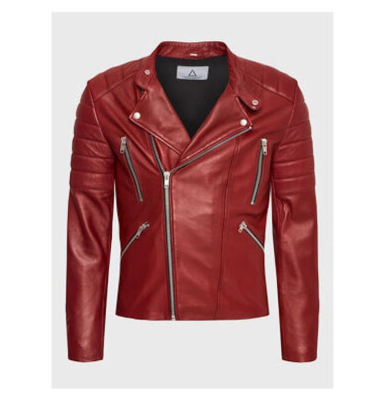 Мъжко яке -  Естествена кожа - Червен Serge Pariente