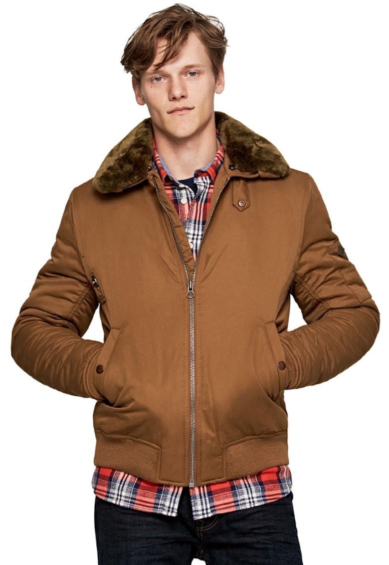 Мъжко яке Памук/Найлон - Кафяв - Pepe Jeans