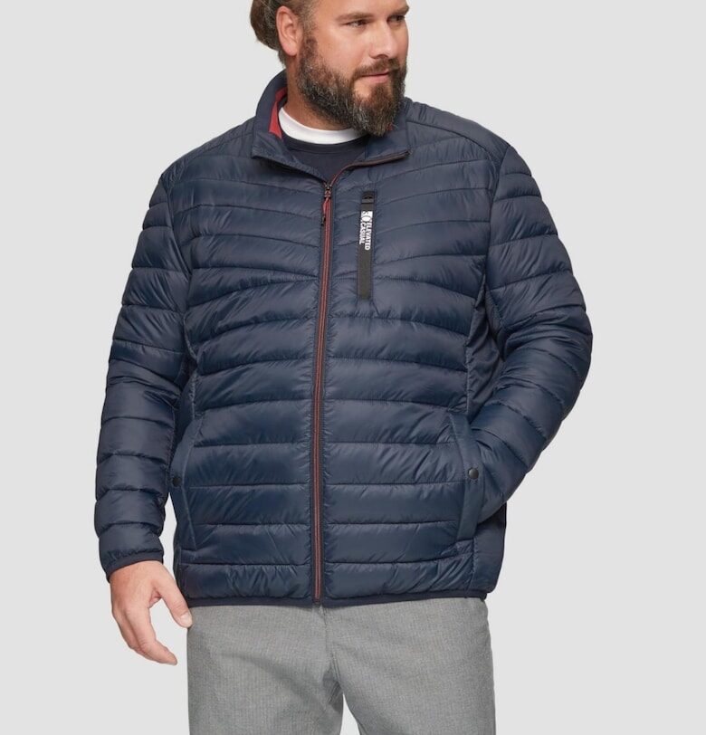 Мъжко яке големи размери с коси джобове - лого - без качулка -  Big Sizes - Тъмносин sOliver