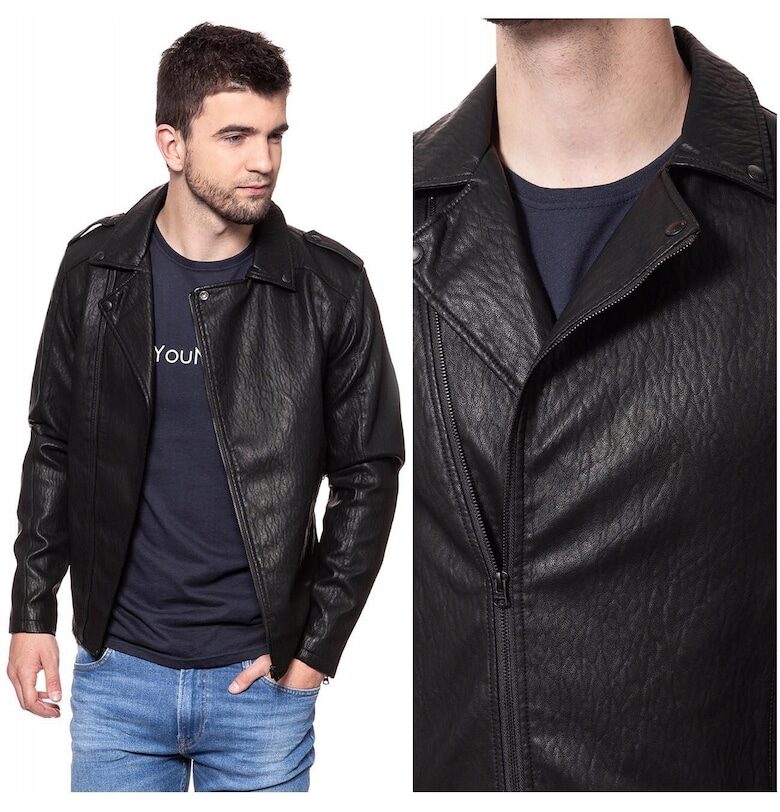 Мъжко яке -  модел от PU LEATHER - имитация на кожа - слим кройка - с цип - подходящо за студени дни и градски тоалети - размер XL - черно Wrangler