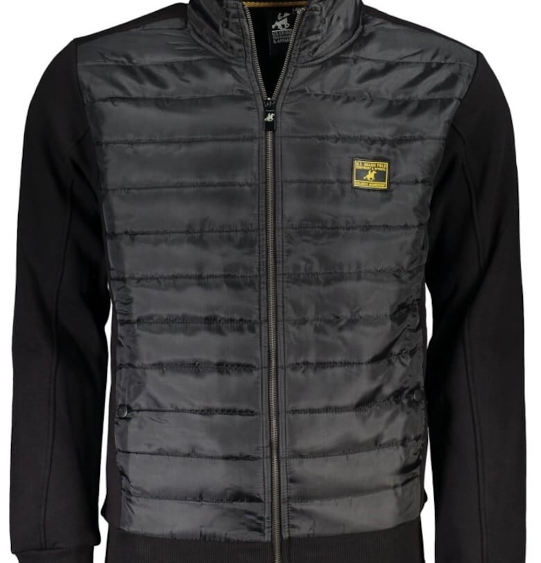 Мъжко яке с 2 външни джоба и лого - Черен - Черен US GRAND POLO EQUIPMENT  APPAREL