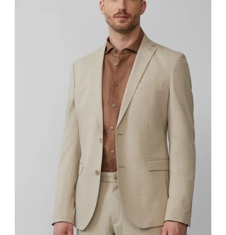 Мъжко яке с фин десен и кройка Regular Fit - Светлокафяв sOliver BLACK LABEL