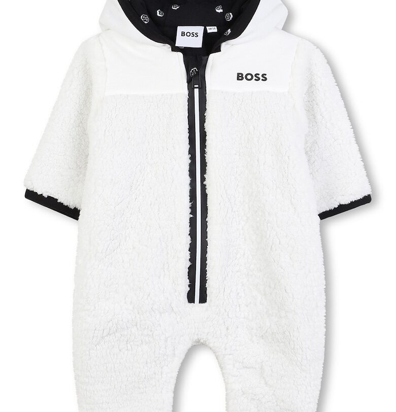 Мъхест гащеризон с цип - Бял BOSS Kidswear
