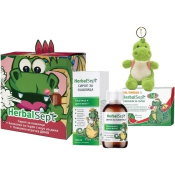 НАТУРПРОДУКТ ХЕРБАЛСЕПТ Сироп при кашлица 100 мл. + близалки диня x 6 ПРОМО цена