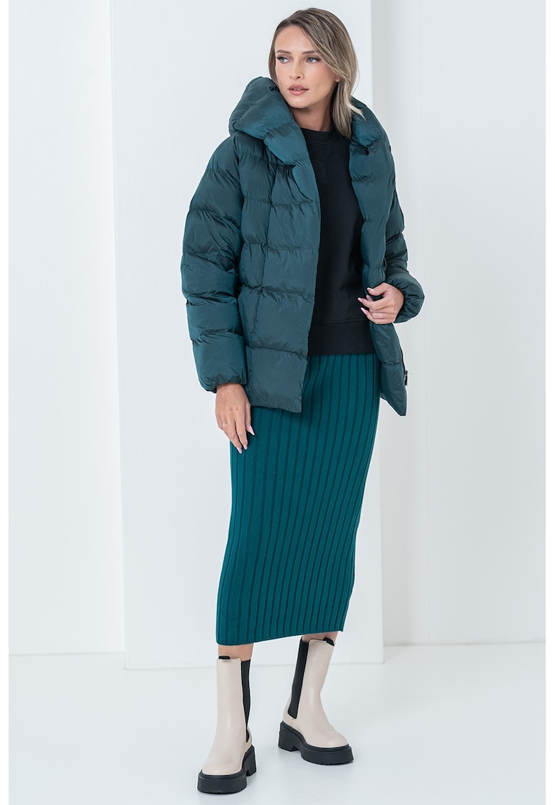 Найлоново зимно яке с качулка - Тъмнозелен CALVIN KLEIN