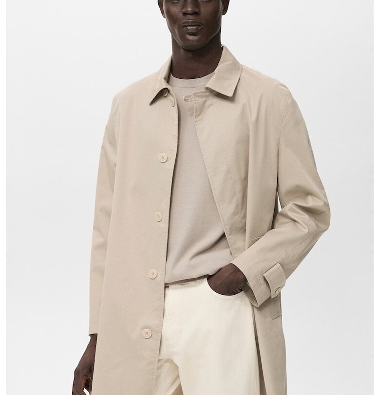 Непромокаем тренч с джобове - Светло бежово Mango