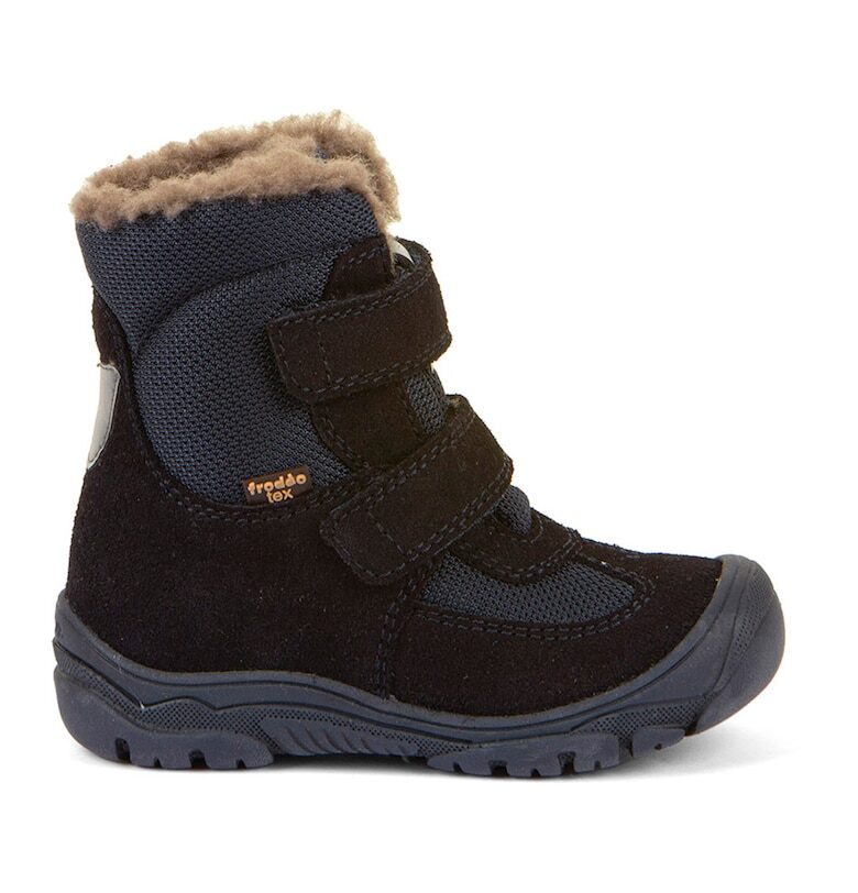 Непромокаеми велурени боти с велкро - Черен/Ултрамарин синьо Froddo