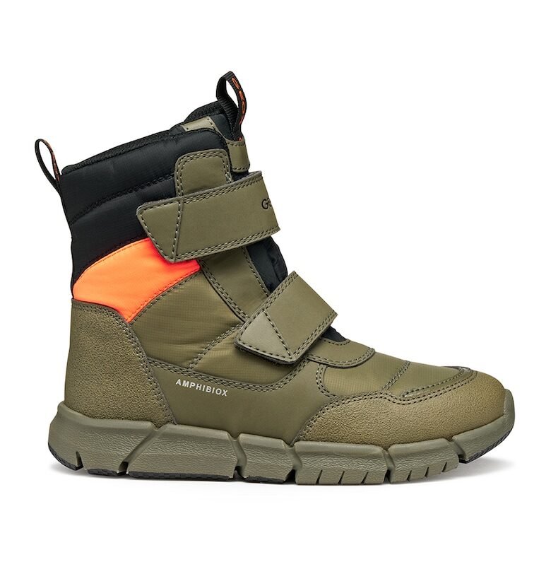Непромокаеми зимни боти Flexyper ABX с велкро - Мандарина/Маслинено зелено Geox