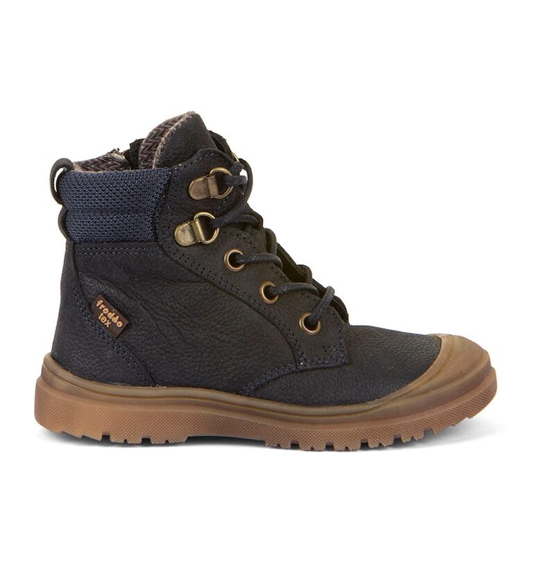 Непромокаеми кожени боти с връзки - Ултрамарин синьо Froddo