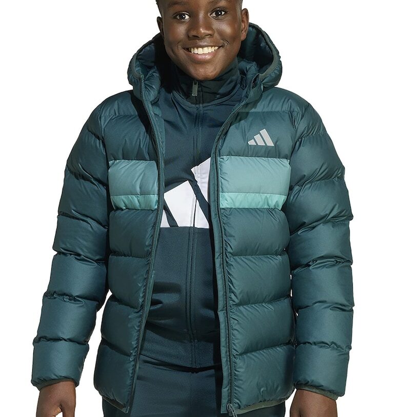 Непромокаемо зимно яке с капитониране - Бледозелен/Бял/Аква зелено adidas Sportswear