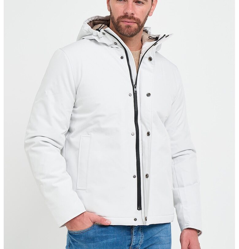 Непромокаемо зимно яке с цип - Мръснобял KVL by KENVELO