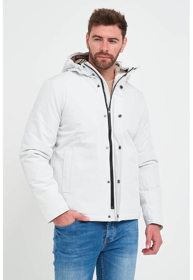 Непромокаемо зимно яке с цип - Мръснобял KVL by KENVELO