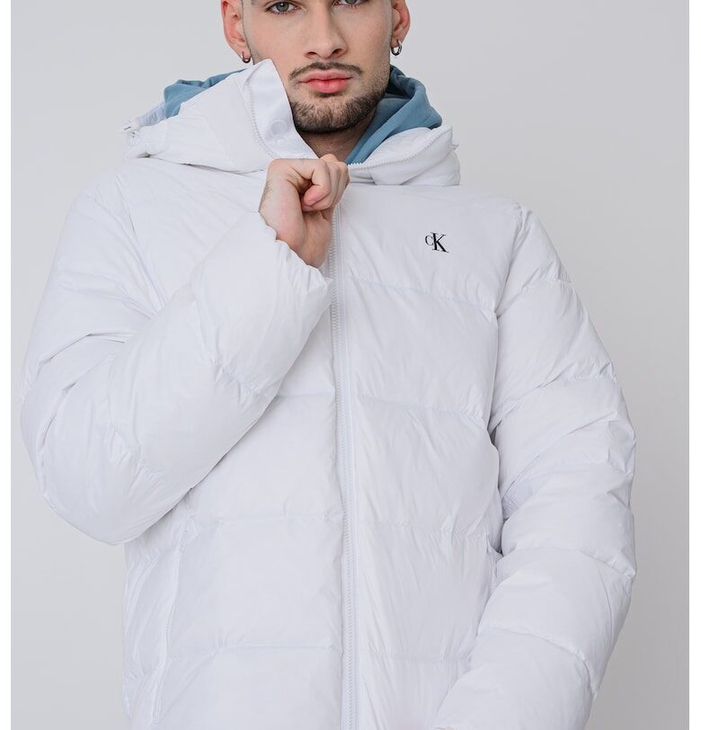 Непромокаемо зимно яке с цип и пухена вата - Бял CALVIN KLEIN JEANS