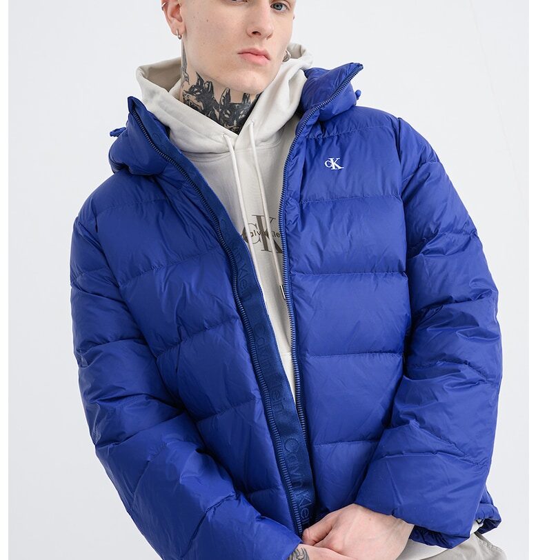 Непромокаемо зимно яке с цип и пухена вата - Кралско Синьо CALVIN KLEIN JEANS