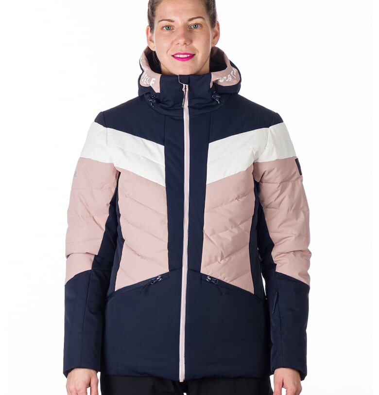 Непромокаемо ски яке с дизайн с цветен блок - Бял/Ултрамарин синьо/Прашно розово NORTHFINDER