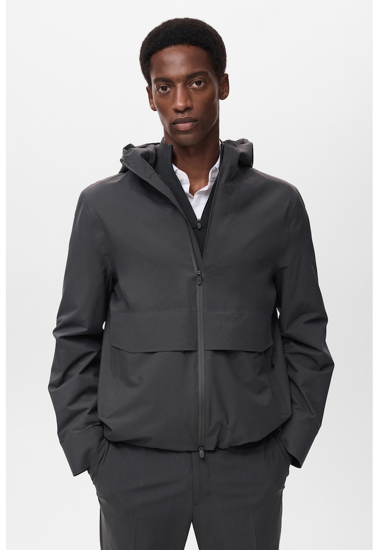 Непромокаемо яке с качулка - Антрацитно сиво Mango