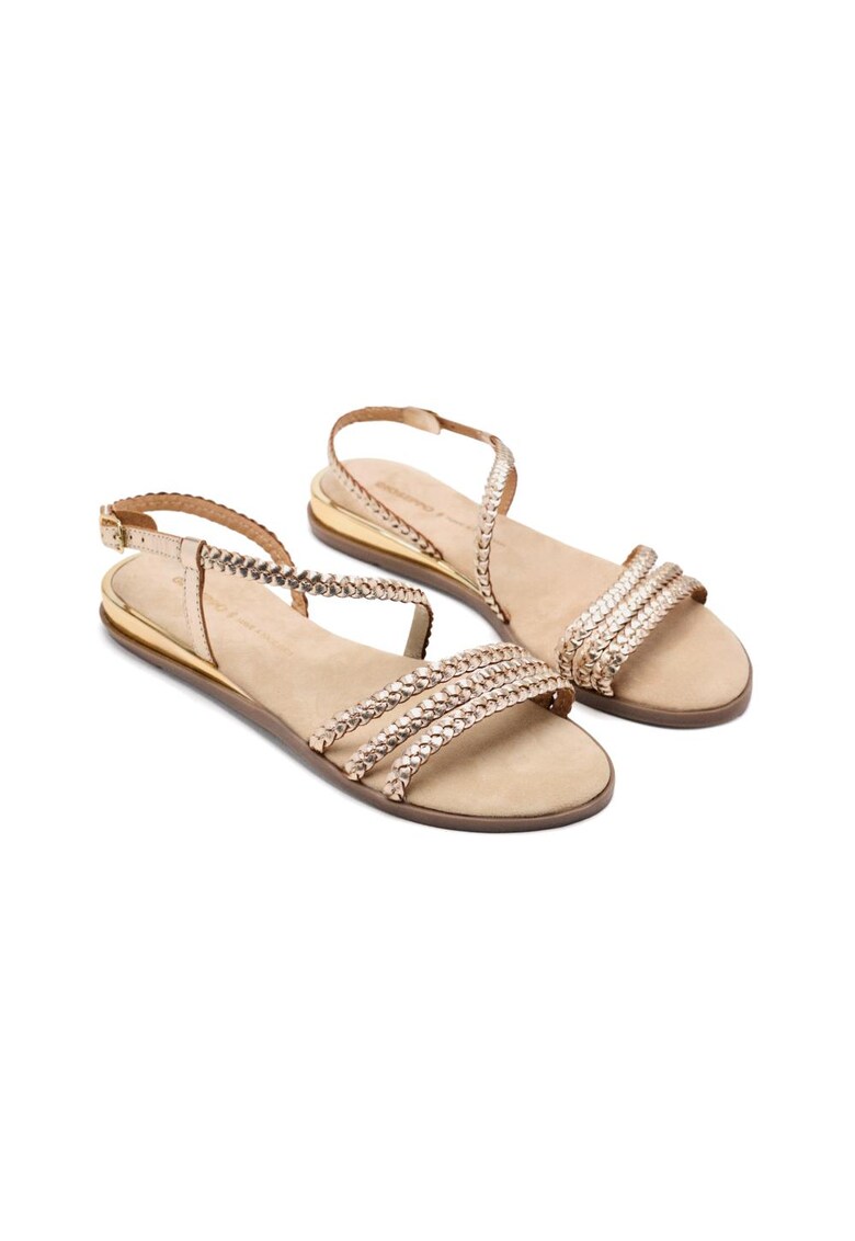 Ниски кожени сандали със сплетен дизайн - Златист Gioseppo