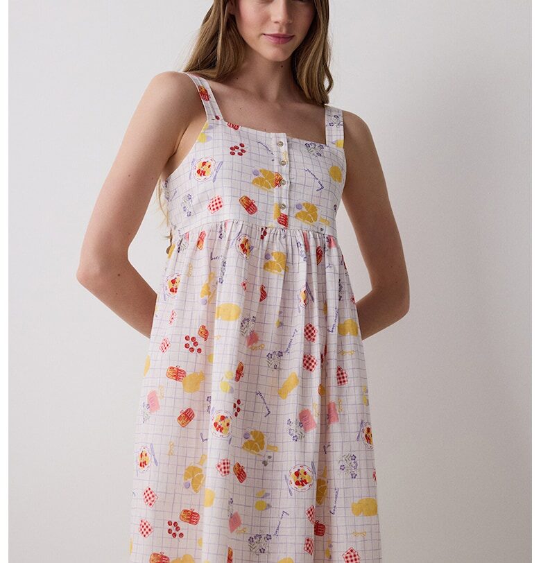 Нощница с квадратно деколте - Червен/Бял/Жълт Penti