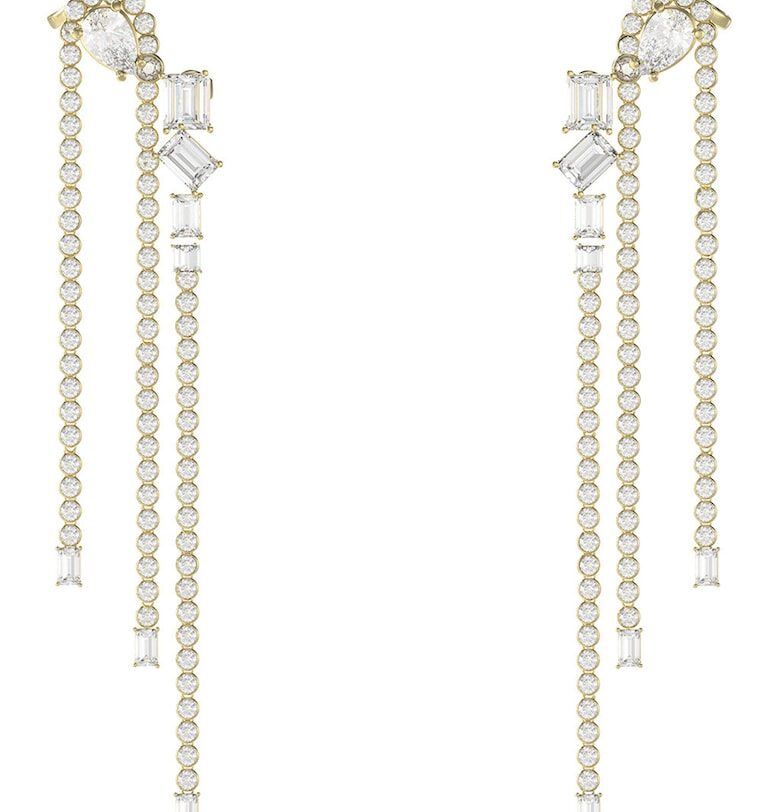 Обеци от неръждаема стомана с кристали - Златист GUESS