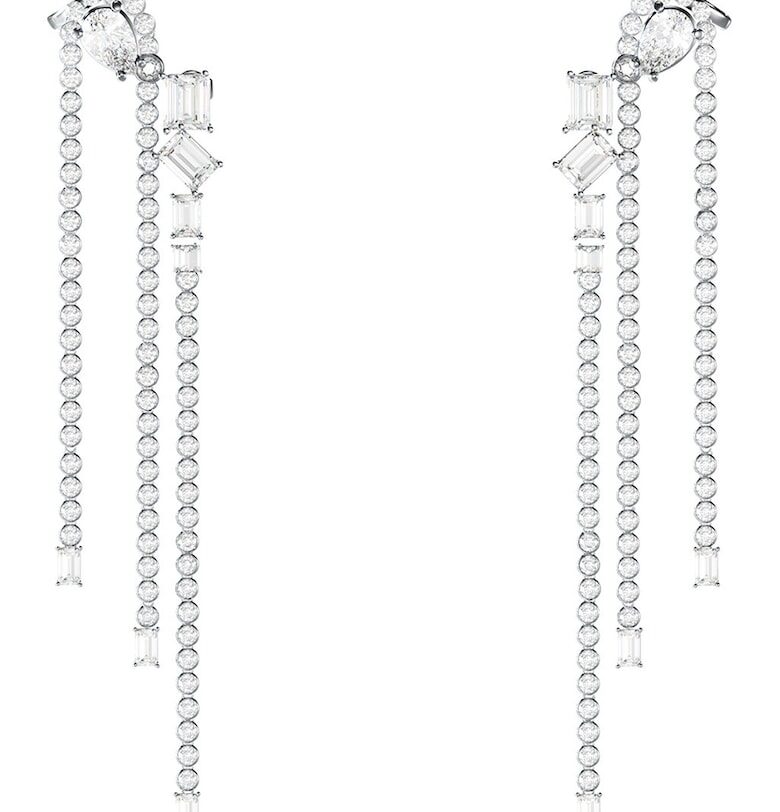 Обеци от неръждаема стомана с кристали - Сребрист GUESS