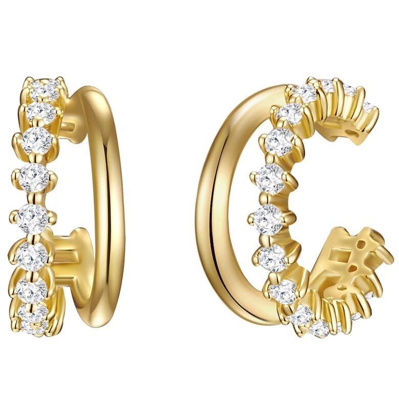 Обеци с 14К златно покритие и циркони - Златист/Жълт Lulu  Jane