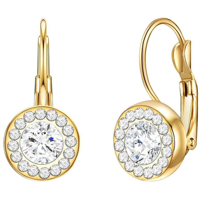 Обеци с покритие от 14K злато с кристали - Златист Lulu  Jane