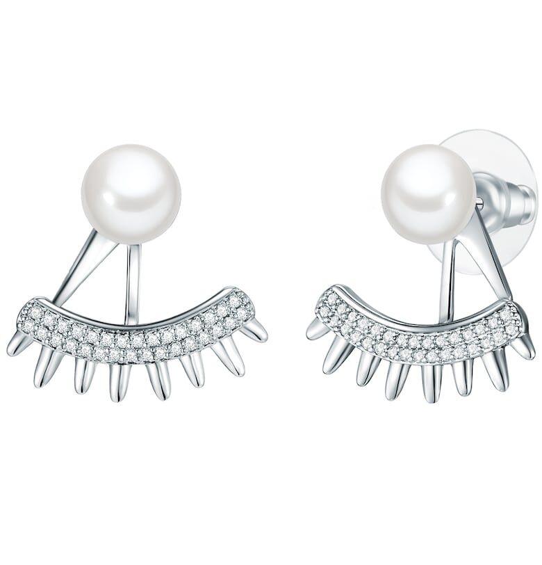 Обеци с циркони и синтетични перли Lulu  Jane