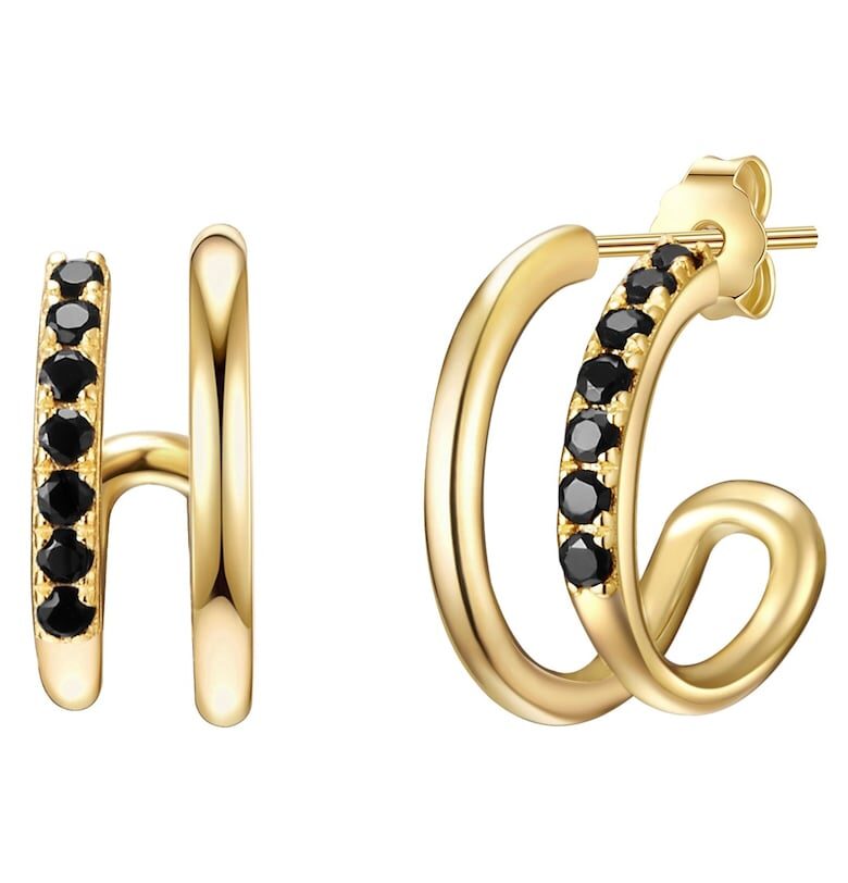 Обеци тип халки с покритие от 14К злато - Златист/Жълт Lulu  Jane