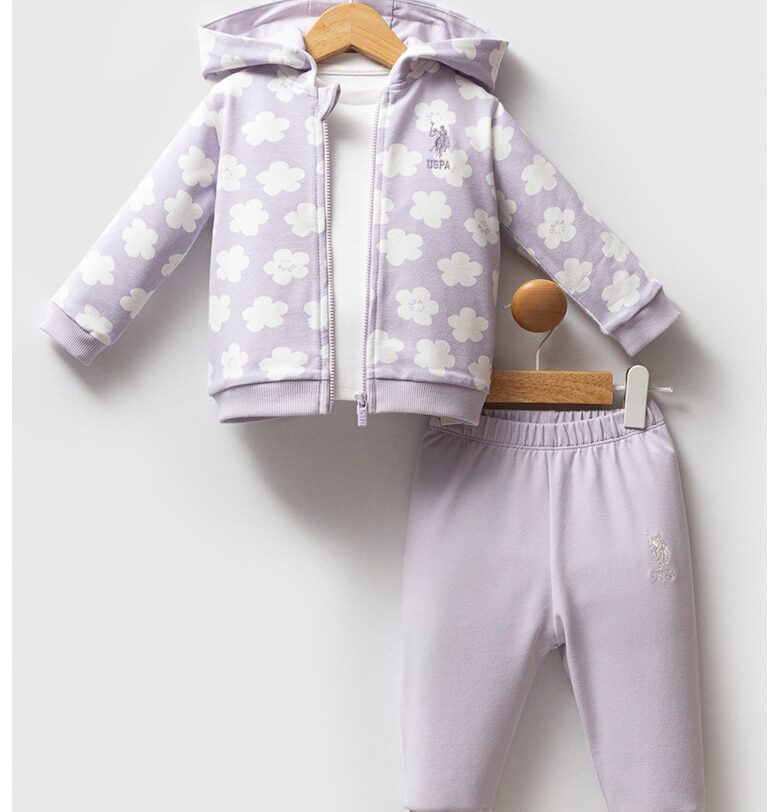 Облекло - 3 части - Бял/Светлолилав US Polo Assn