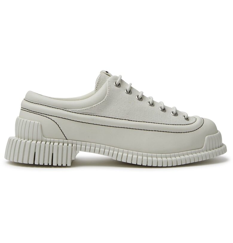 Обувки Pix от кожа и текстил с връзки - Бял/Слонова кост Camper