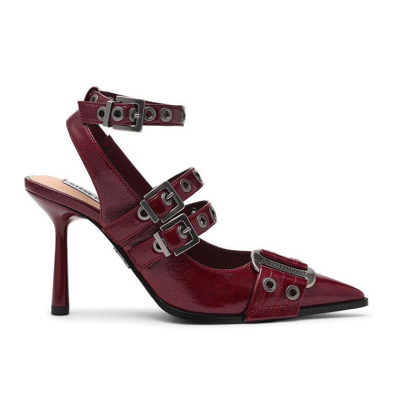 Обувки Surpass от еко кожа с каишки с тока - Тъмночервен/Тъмносребрист Steve Madden