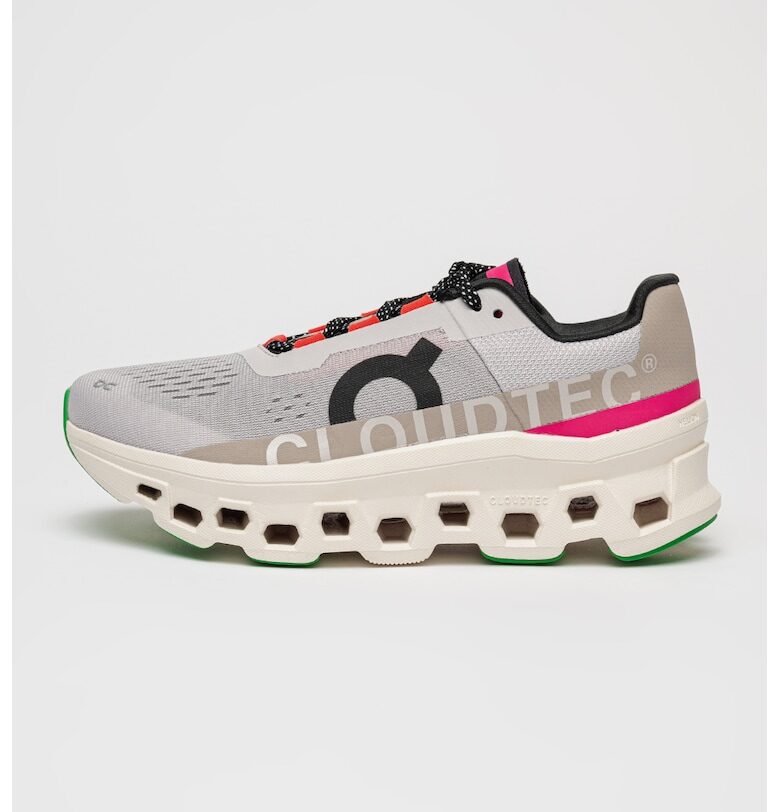 Обувки за бягане Cloudmonster с контрасти връзки - Светло сив/Фуксия On
