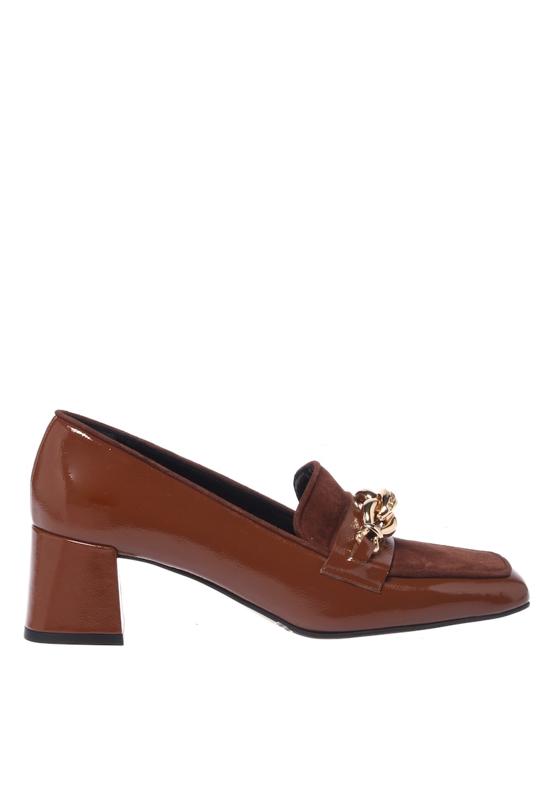Обувки от велур и кожа с квадратен връх - Кафяв Baldinini
