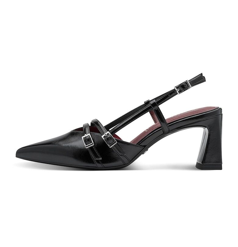 Обувки от еко кожа с ток и тока - Черен Tamaris