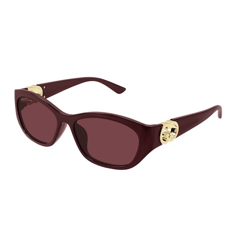 Овални слънчеви очила с плътен цвят - Бордо Gucci
