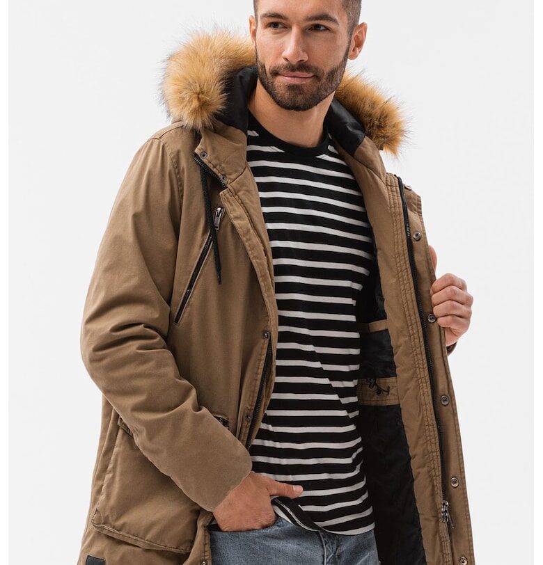 Олекотена зимна парка с еко пух - Камел OMBRE